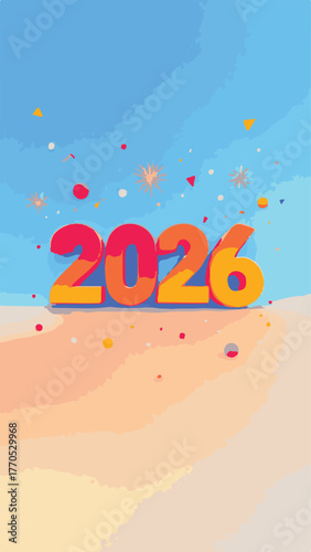 Colorful 2026 Happy New Year Celebration Design