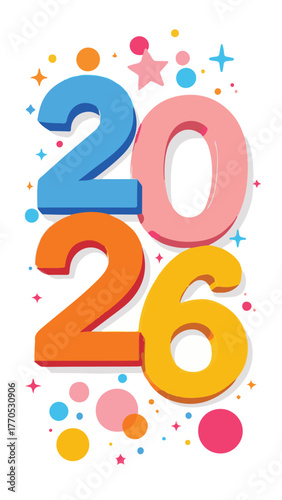 Colorful 2026 Happy New Year Celebration Design