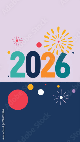 Colorful 2026 Happy New Year Celebration Design