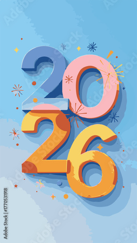 Colorful 2026 Happy New Year Celebration Design