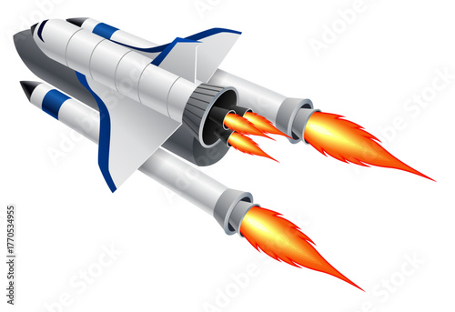 Space rocket on a white background. Vector illustration. Eps 10.