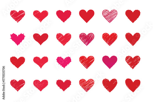 Vector Hearts Assorted Red Heart Shapes for Valentine's Day Design