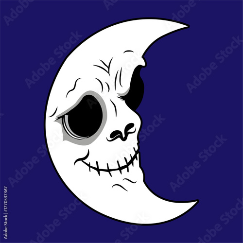 Spooky Crescent Moon Face