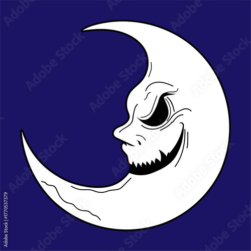 Menacing Crescent Moon Face