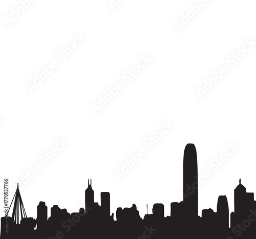 Silhouette view of city high rise buildings