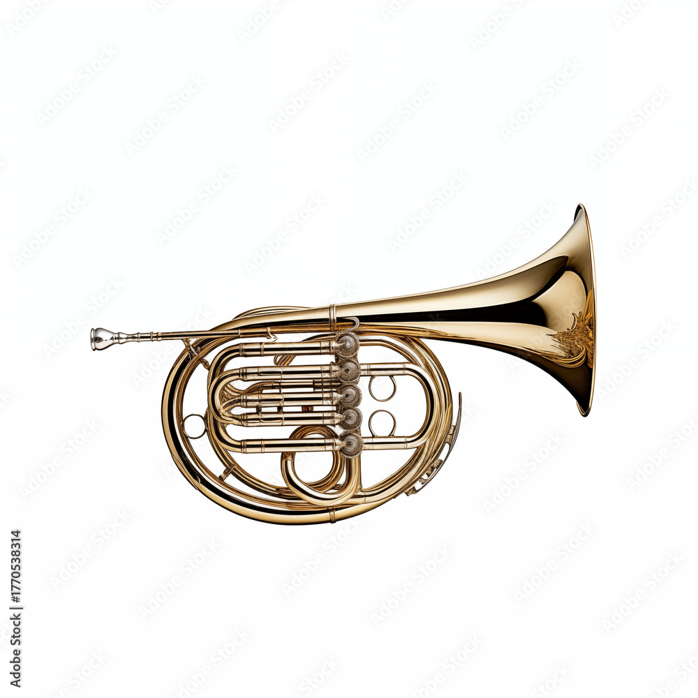 Naklejka premium French horn isolated on white background
