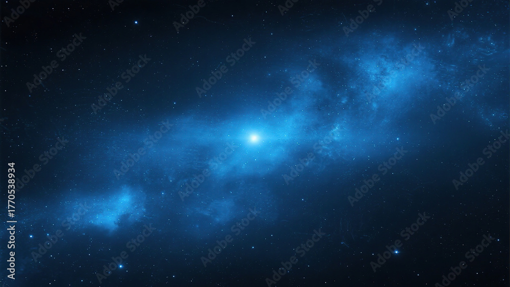 Naklejka premium Cosmic blue nebula with stars