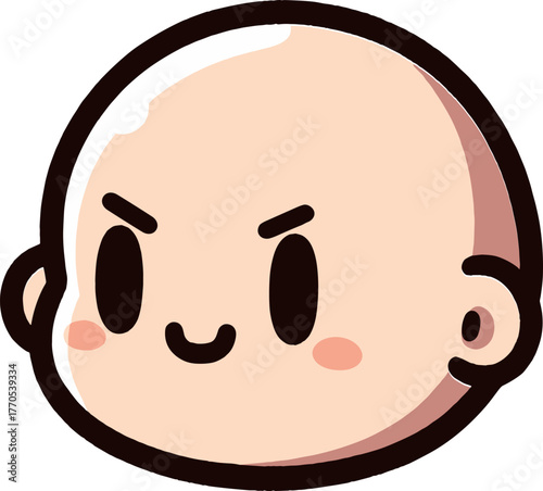 笑っている坊主顔のイラスト