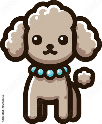 首輪をしたかわいいプードルのイラスト