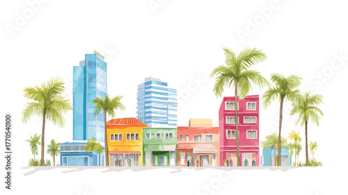 Ciudad del Este. Ciudad del Este hand drawn watercolor illustration