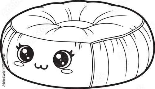 Enchanting monochrome doodle portraying a charming donut with ex