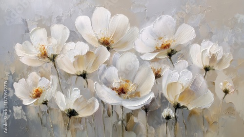 White buttercups field Oil Painting