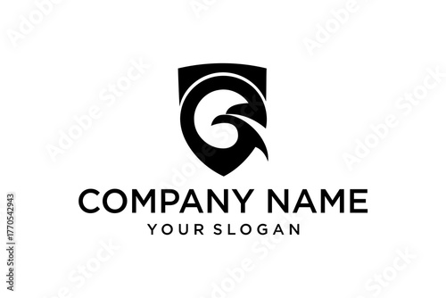 Modern Shield Letter G Eagle Head Logo Design Template