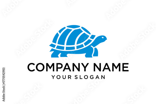Blue Geometric Turtle Logo Design for Company Branding