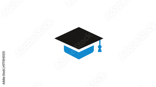 Blue Graduation Cap Icon on white Background – Education and Academic Success Concept