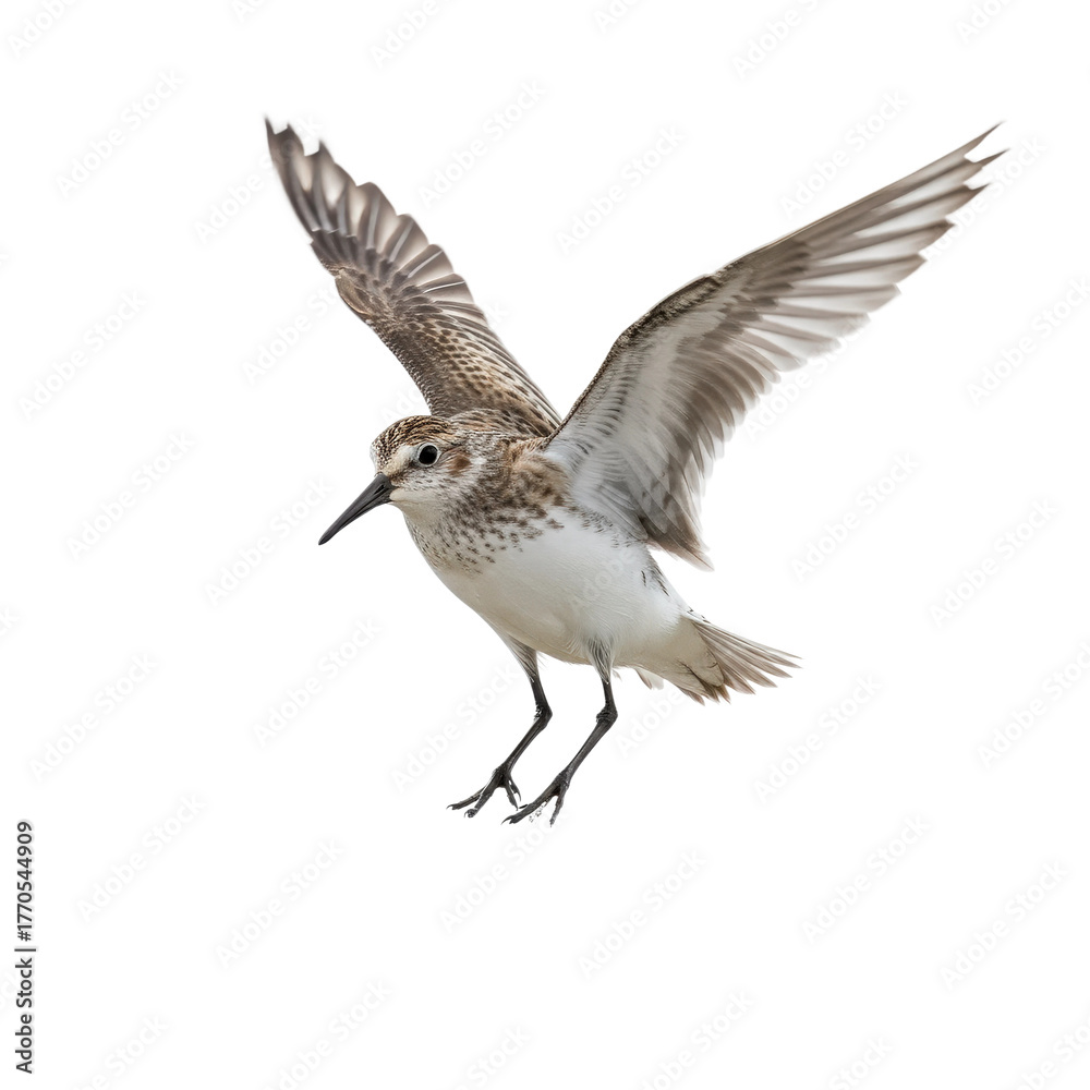 Fototapeta premium Isolated Sandpiper in Flight on Transparent Background
