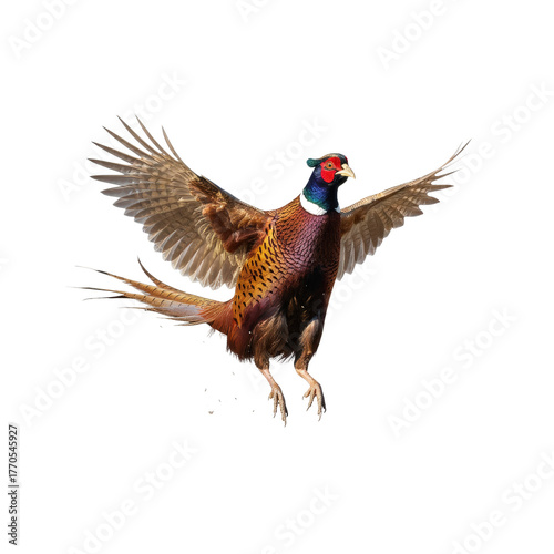 Vibrant Pheasant with Spread Wings