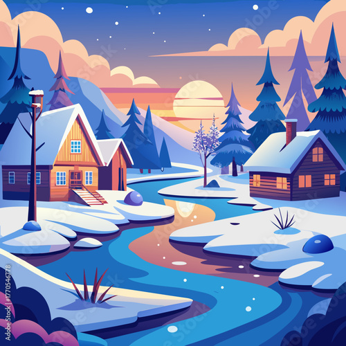 winter landscape with house