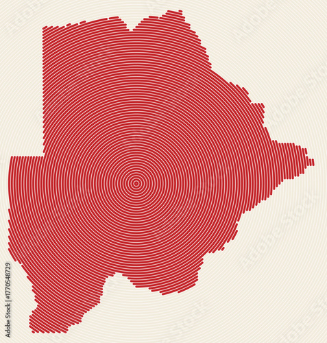 Botswana shape rings. Country map formed by stacked circles. Botswana boundary shape design. Modern vector illustration.