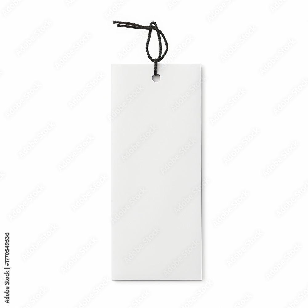 Fototapeta premium A blank bookmark with a black string, ideal for personalization or labeling, offering a simple and elegant design for readers.