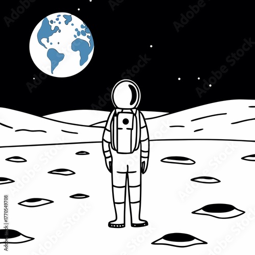 Businessman and woman in silhouette on a winter night looking at the moon and stars in space