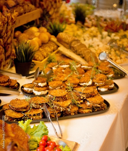 well decorated catering food on a table, celebration theme