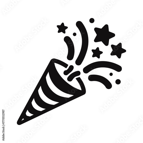 Party Popper icon Silhouette vector on white background