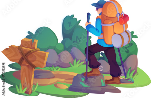 Hiker Walk in Forest