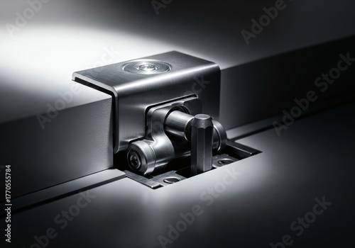 Close-up on a modular floor section's automated latching system