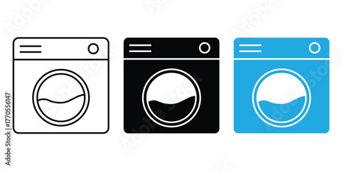 Washing Machine Icon. Vector Illustration on White Background