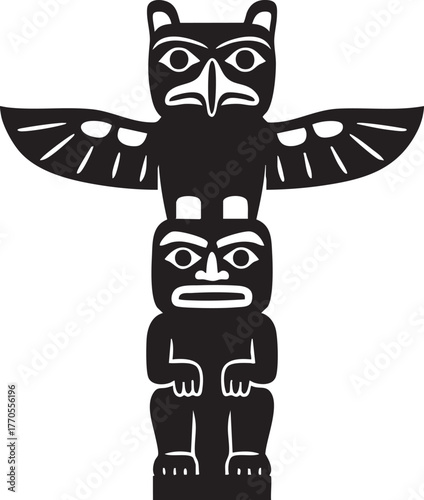Native American totem silhouette vector