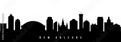 Vector silhouette illustration of New Orleans City urban skyline. Modern minimalist cityscape graphic, perfect for travel, banners or backgrounds.