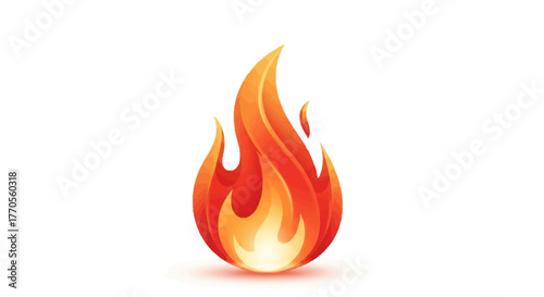 Fiery Flame Illustration Symbol of Heat, Energy, and Combustion
