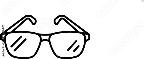 Minimalist Rectangular Eyeglasses Outline Vector Icon