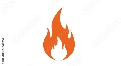 Vibrant orange stylized fire flame icon representing heat energy and passion design