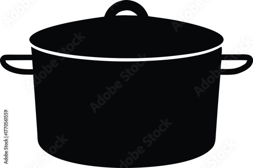 Cooking pot silhouette. Simple kitchenware vector icon.