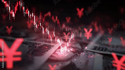 金融市場の下落を示す円のグラフ