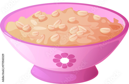 Pink Bowl of Oatmeal