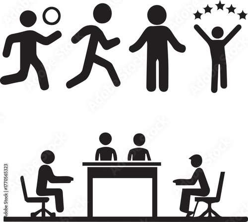 Business people icon set vector silhouette pictogram illustration for office work concept design