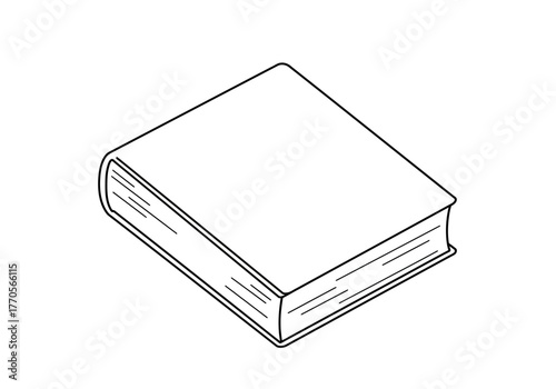 A closed blank book in an isometric view showing the top cover and books edge