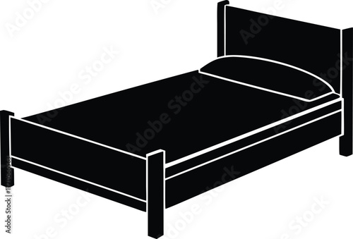 Isolated bed furniture icon. Simple hotel sign vector silhouette.