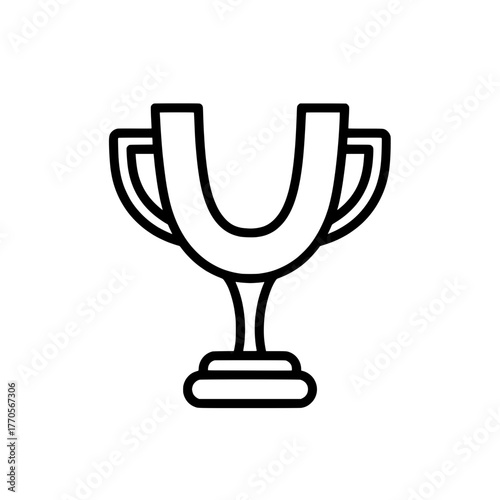 Minimalist trophy cup line art icon with a U shape for victory design