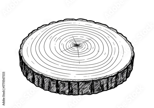 Crosssection of tree trunk with rings radial cracks  rough bark showing age  texture
