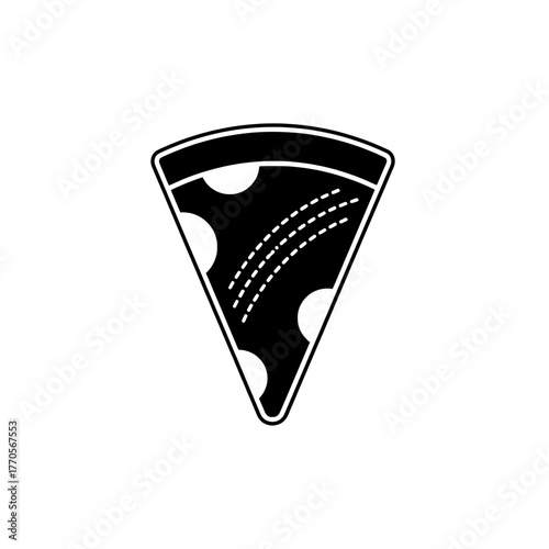 Pizza Slice With Cricket Seam Markings - Fast Food Meets Sports Icon