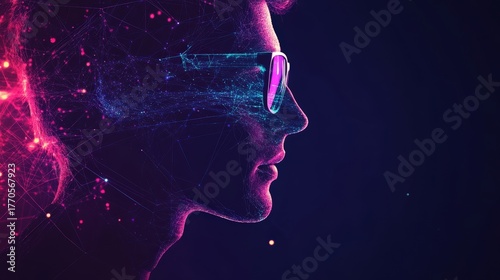 abstract digital portrait of a person wearing sunglasses