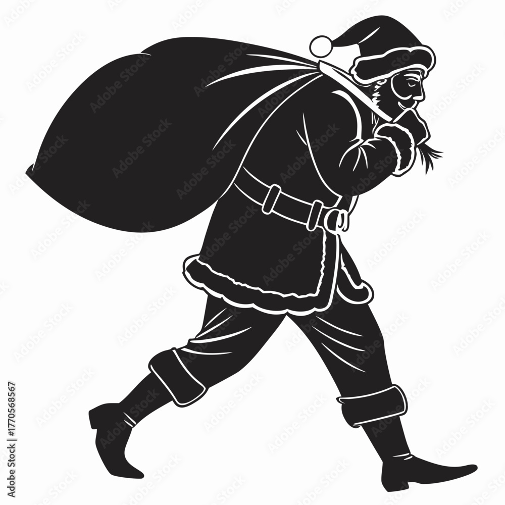 Fototapeta premium vector illustration of a cartoon boxer with santa clause