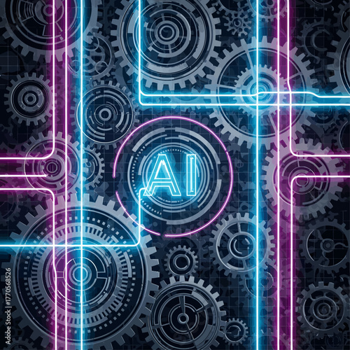 Futuristic fractal realms abstract digital design with gears and patterns