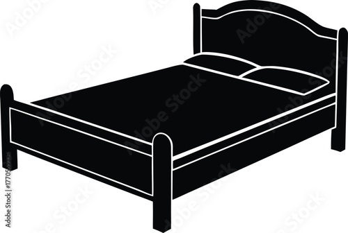 bed symbol icon. Hotel accommodation or rest vector silhouette.