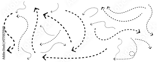 clean dot style hand drawn doodle arrows set