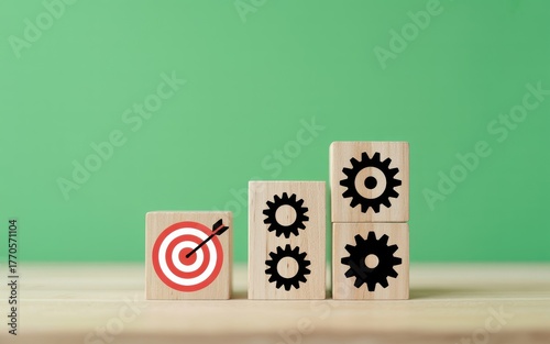 Business Strategy and Process Improvement Concept with Target and Gears